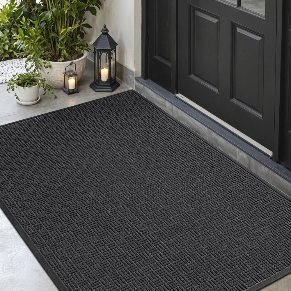 Front Door Mat Outside Entrance, 4x6 ft Large Rubber Entry Doormat Heavy Duty, W